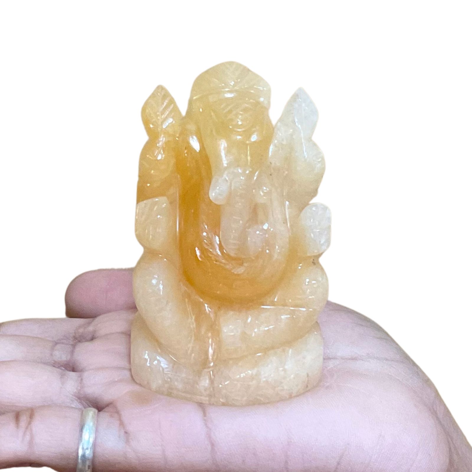 Yellow Jade Ganesh Idol - 3 Inches - (230 Grams)