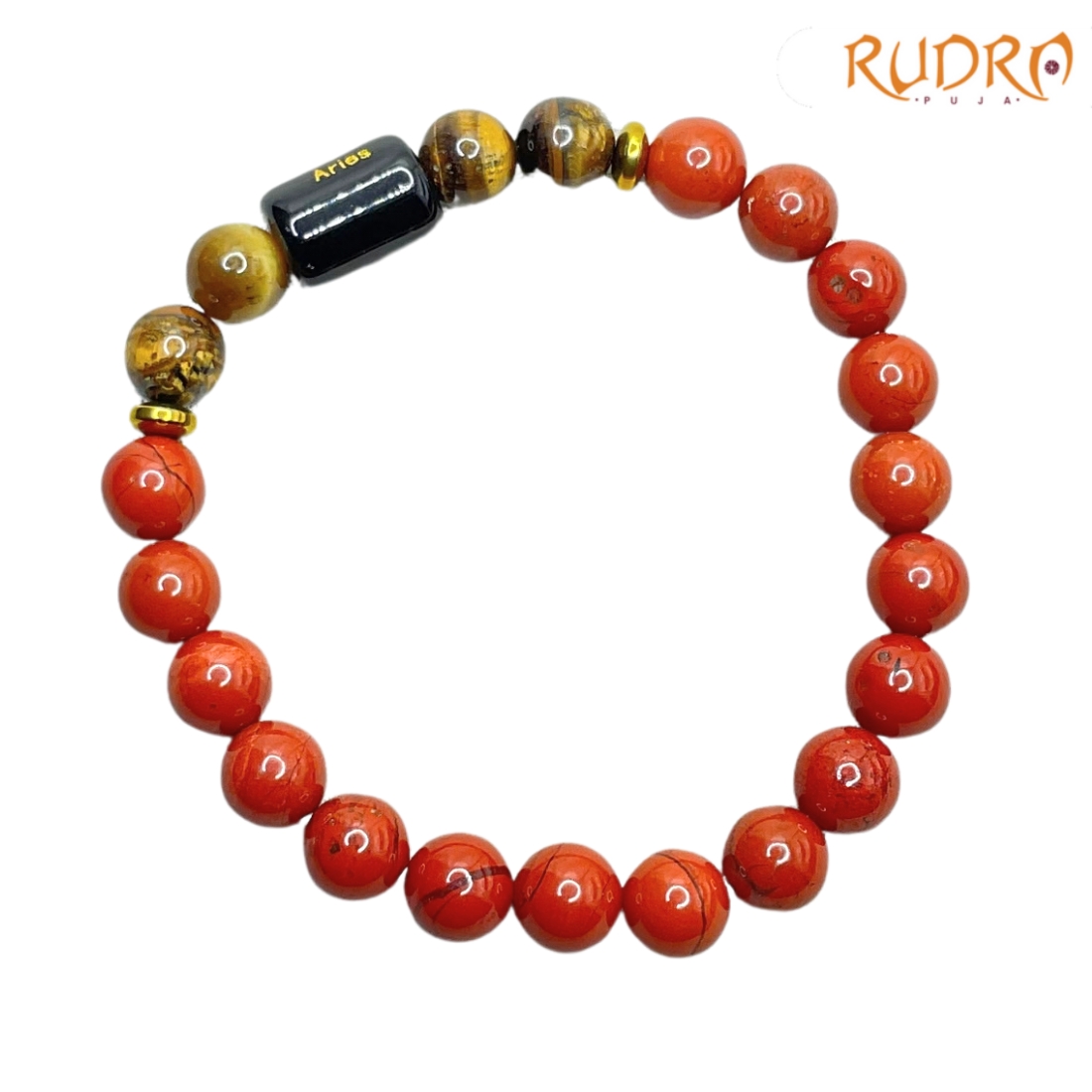 Aries (मेष राशि) Zodiac Red Jasper & Tiger Eye Bracelet