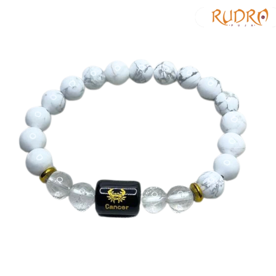 Cancer (कर्क राशि) Zodiac Howlite & Milky Quartz Bracelet