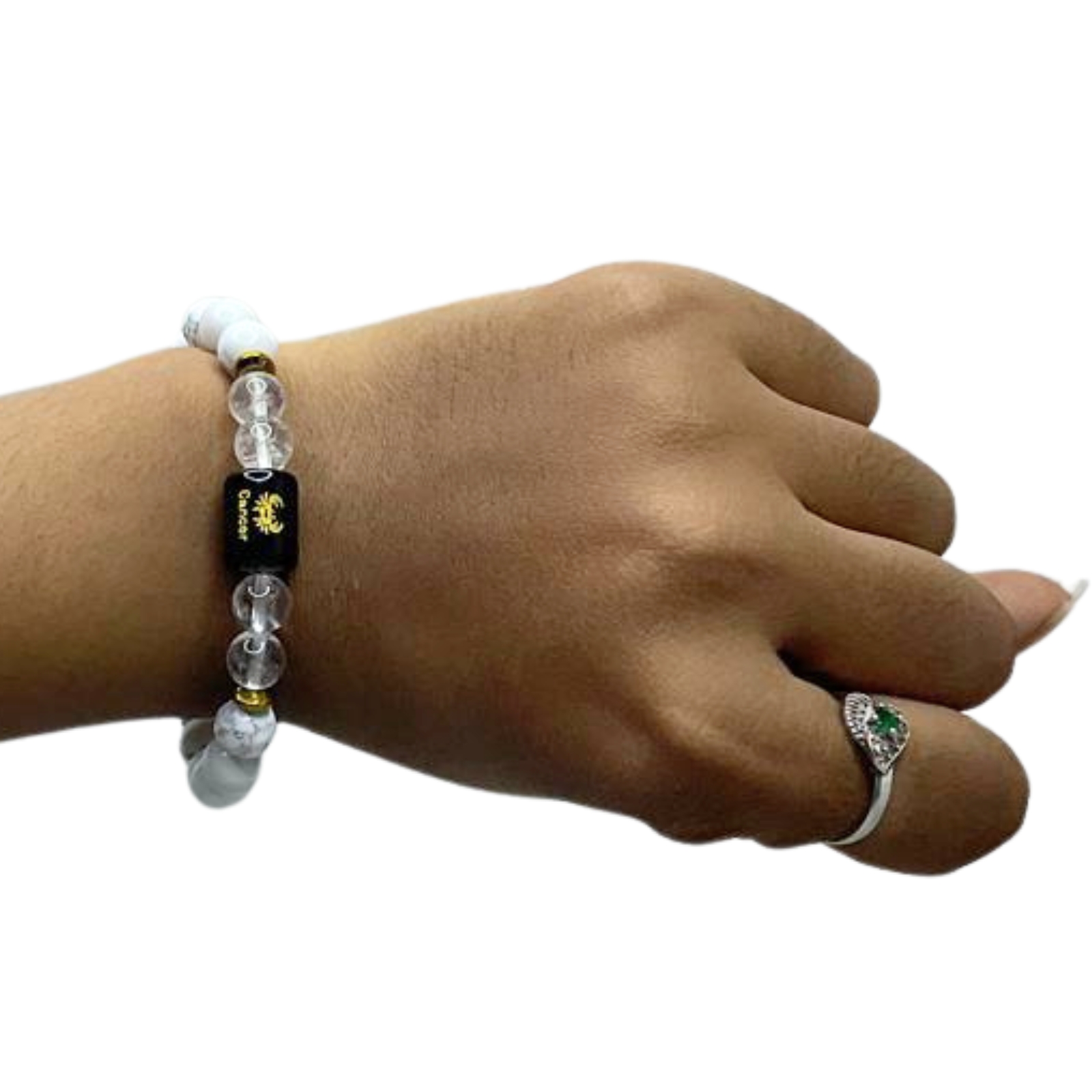 Cancer (कर्क राशि) Zodiac Howlite & Milky Quartz Bracelet