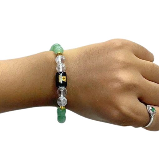 Gemini (मिथुन राशि) Zodiac Green Aventurine & Milky Quartz Bracelet