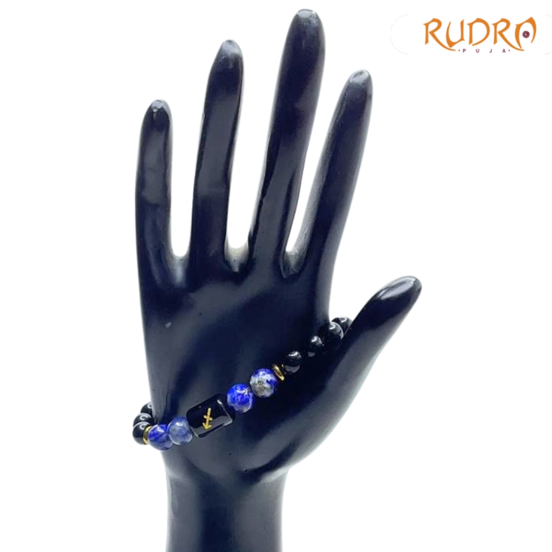 Sagittarius (धनु राशि) Zodiac Black Obsidian & Lapis Lazuli Bracelet Standard