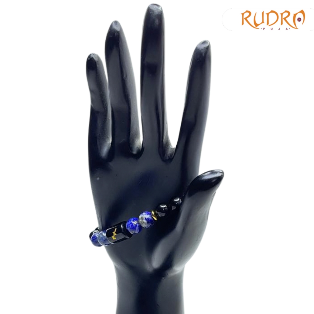 Sagittarius (धनु राशि) Zodiac Black Obsidian & Lapis Lazuli Bracelet Standard
