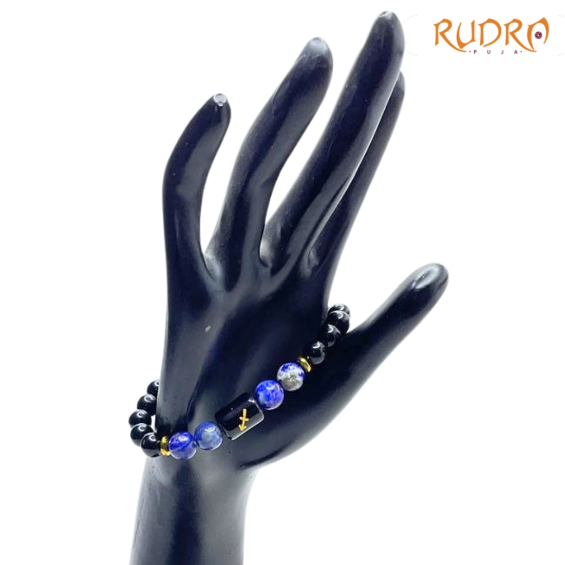 Sagittarius (धनु राशि) Zodiac Black Obsidian & Lapis Lazuli Bracelet Standard
