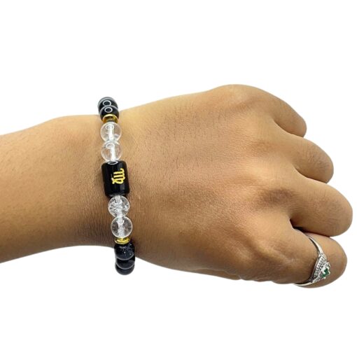 Scorpio (वृश्चिक राशि) Zodiac Black Obsidian & Milky Quartz Bracelet