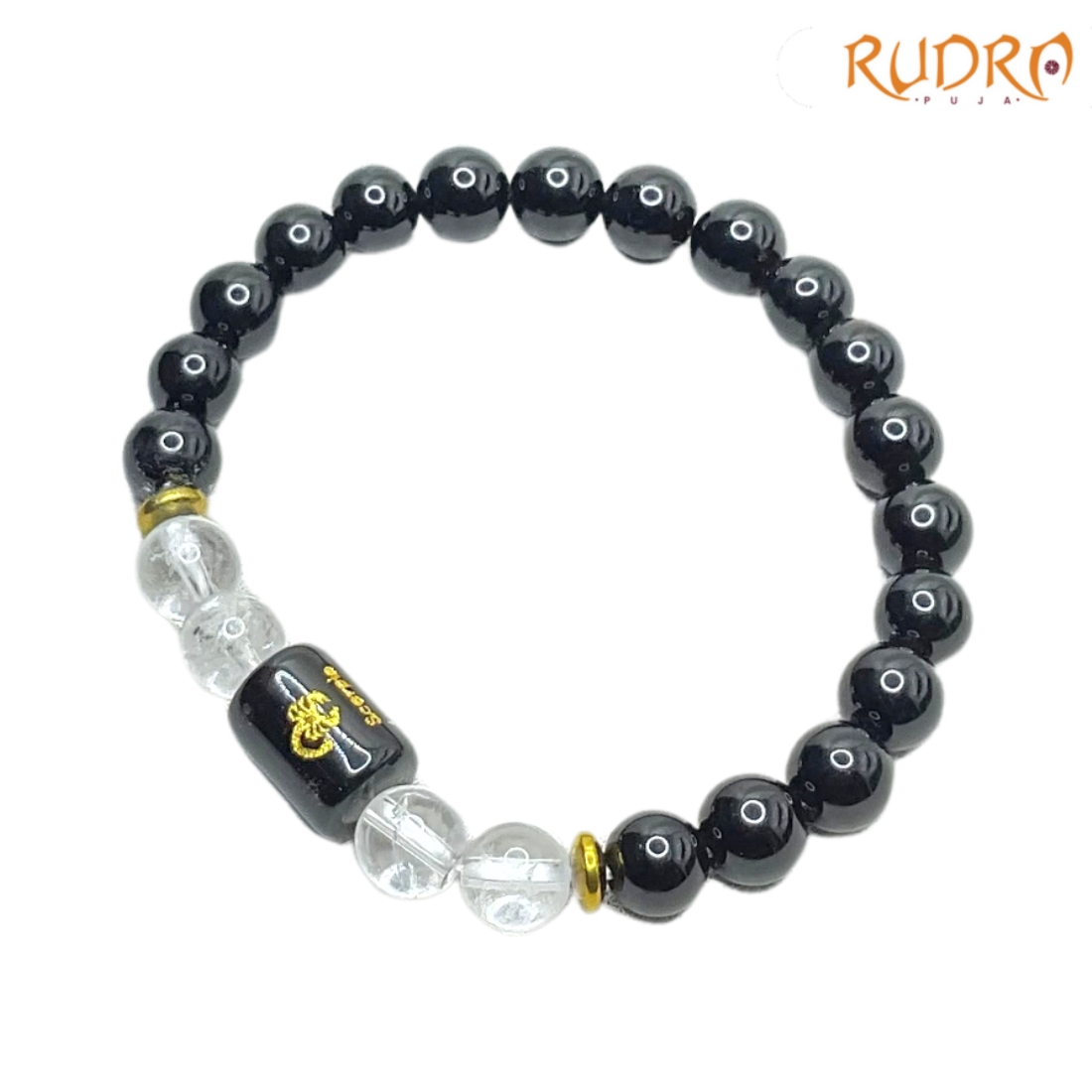 Scorpio (वृश्चिक राशि) Zodiac Black Obsidian & Milky Quartz Bracelet